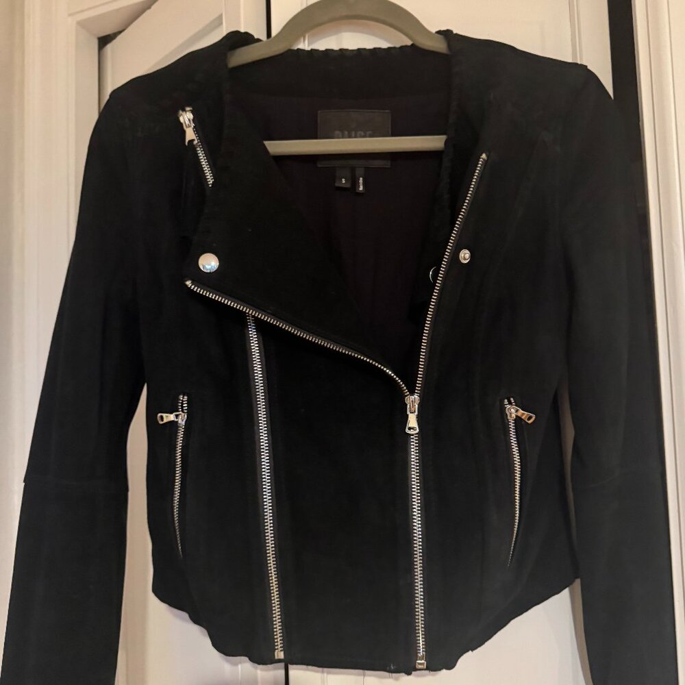 Paige Jeans Tiana Crop Black Suede Moto Jacket